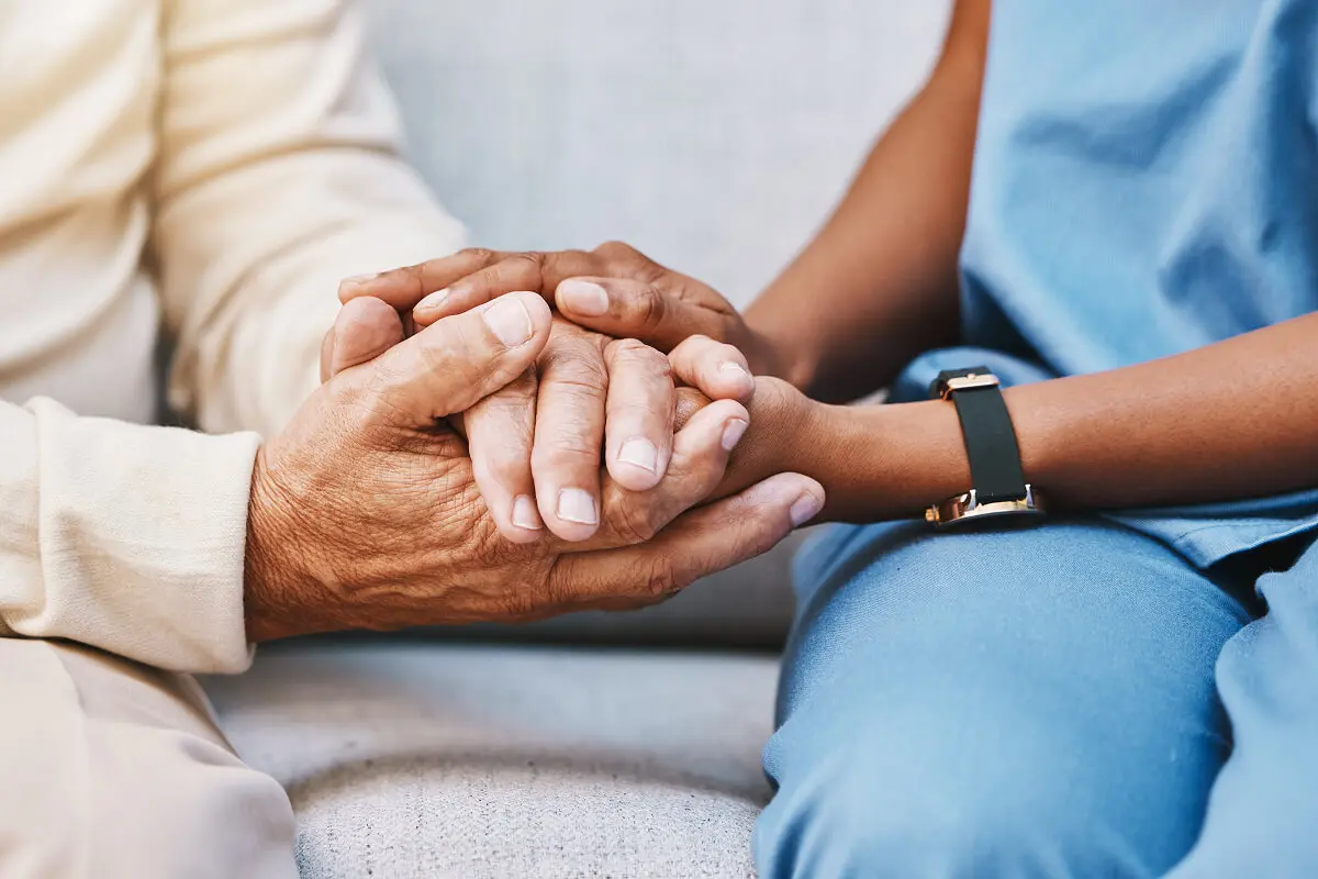 Comforting hands showing support and care