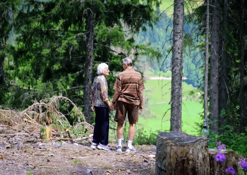 Seniors enjoying nature together