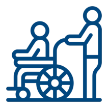 Caregiver pushing wheelchair graphic