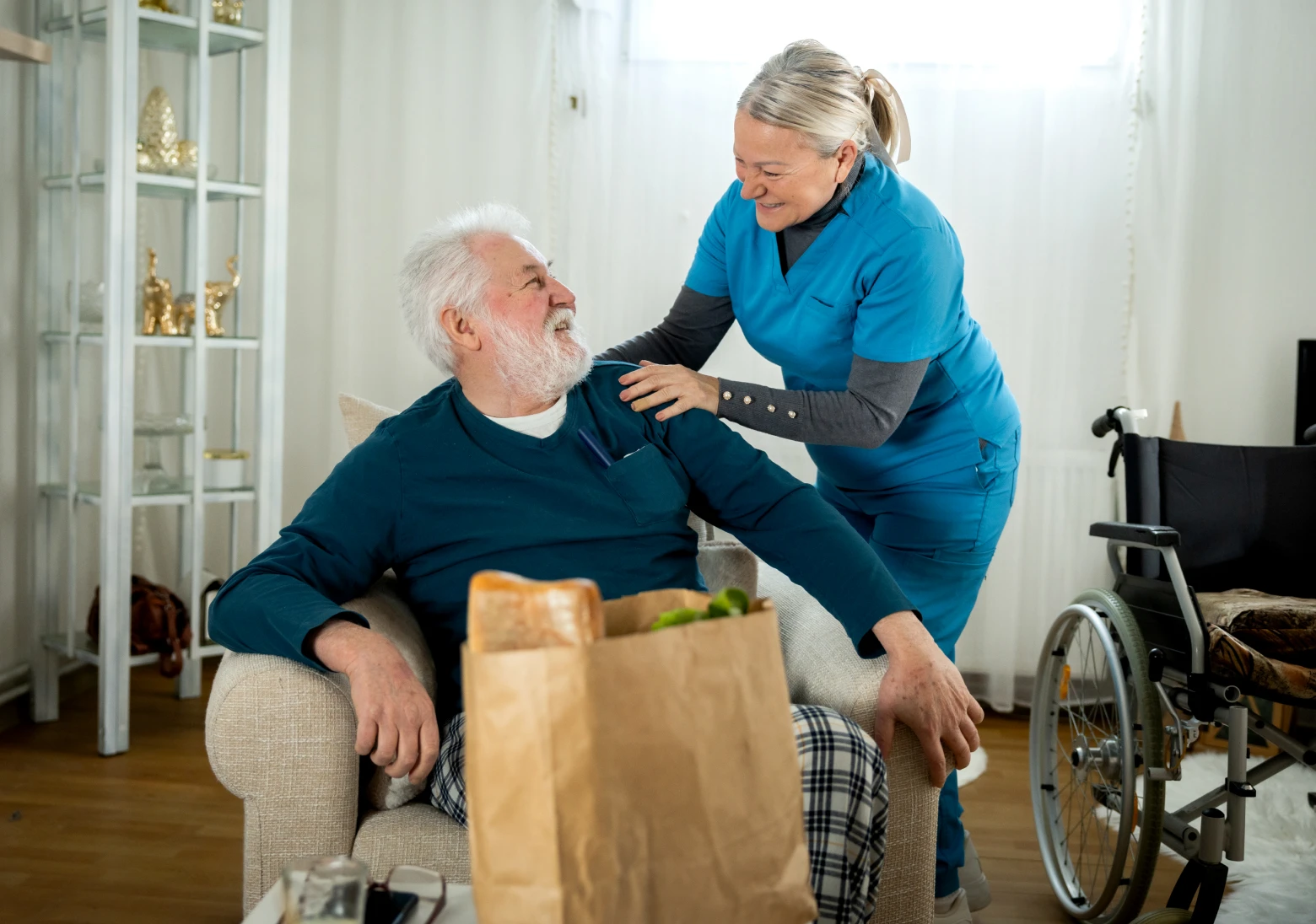 Caregiver helping senior at home
